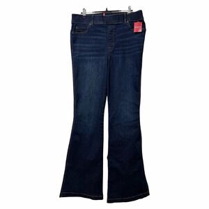 SPANX Womens Flare Dark Denim Pull On Jeans Size XL Navy Slimming Retro 70s NWT‎